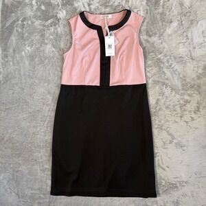 Grace Karin Bodycon Colorblock Sheath Dress Pink Black Sleeveless Work Office